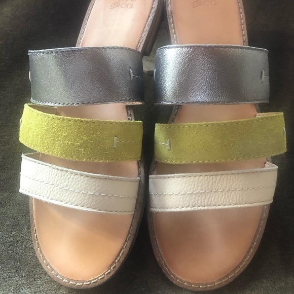 Frye & Co. Evie 3 Band Slide Lime multi Leather Slides Flats Shoes 7.5M - Picture 3 of 11